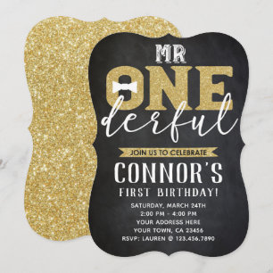 Herr Onederful 1st Birthday Einladungs-Chalkboard Einladung