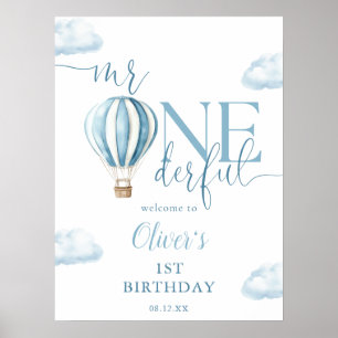 Herr Onederful Balloon Boy 1st Birthday Willkommen Poster