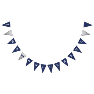 Herr Onederful Banner Navy & Silber mit 1