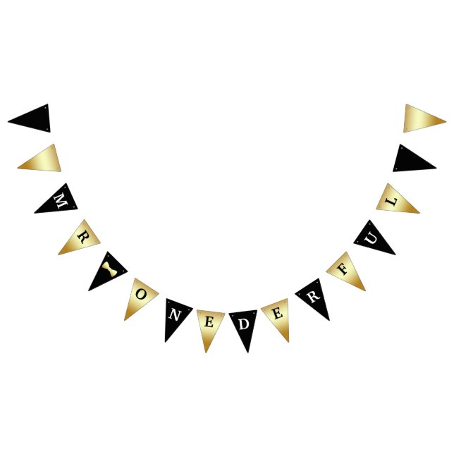 Herr Onederful Banner Schwarz-weiß und Gold (Alle)