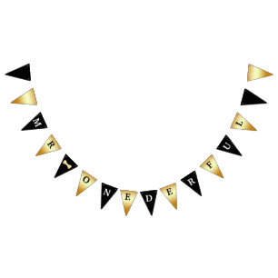 Herr Onederful-Banner Schwarz Weiß und Gold Wimpelkette