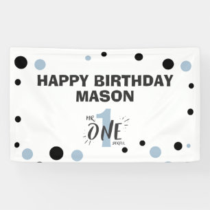 Herr Onederful Birthday Banner Boy Baby Blue