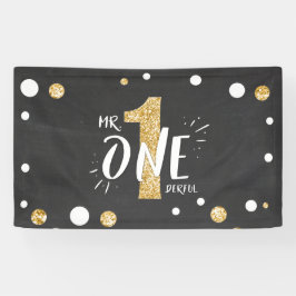 Herr Onederful Birthday Banner Boy Black Gold
