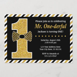 Herr ONEderful Birthday Einladung ・ Black and Gold