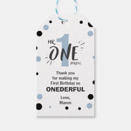 Herr Onederful Birthday Favor Tags Boy Baby Blue Geschenkanhänger
