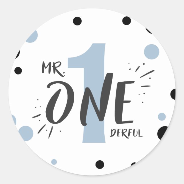 Herr Onederful Birthday Sticker Boy Blue (Vorderseite)