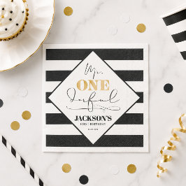 Herr Onederful Black and White Striped Paper Napki Serviette