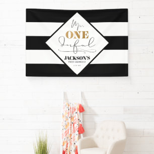 Herr Onederful Black and White Striping Banner
