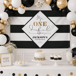 Herr Onederful Black and White Striping Banner