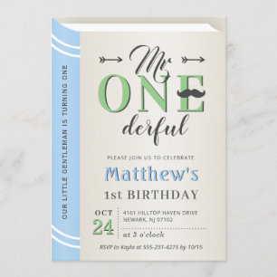 Herr Onederful Boy Erster Geburtstag Storybook Einladung