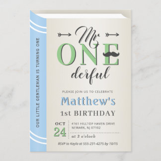 Herr Onederful Boy Erster Geburtstag Storybook Einladung
