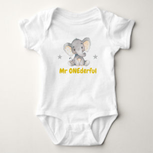 Herr Onederful Erste 1. Geburtstagsfeier Junge Ele Baby Strampler