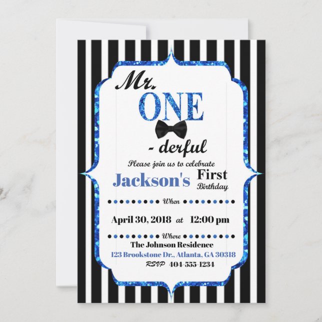 Herr ONEderful First Birthday Einladung (Vorderseite)