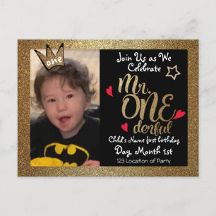 Herr Onederful First Birthday Invites Einladungspostkarte