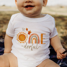 Herr Onederful First Birthday Rainbow and Sun Part Baby Strampler