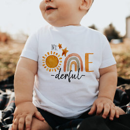 Herr Onederful First Birthday Rainbow and Sun Part Baby T-shirt