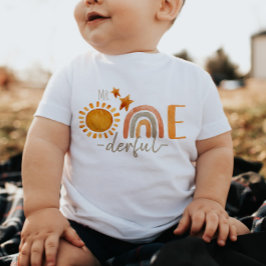 Herr Onederful First Birthday Rainbow and Sun Part Baby T-shirt