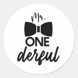 Herr ONEderful Herr Wonderful Erster 1. Geburtstag Runder Aufkleber