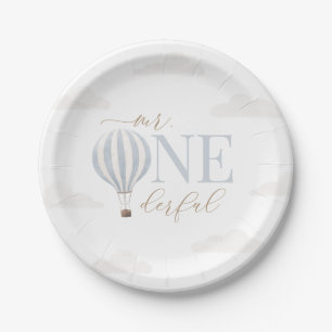 Herr Onederful Hot Air Ballon Geburtstag Pappteller