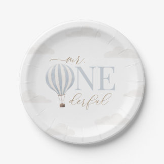 Herr Onederful Hot Air Ballon Geburtstag Pappteller