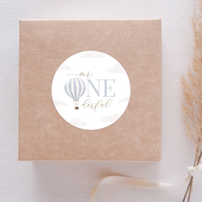 Herr Onederful Hot Air Ballon Geburtstag Runder Aufkleber (Von Creator hochgeladen)