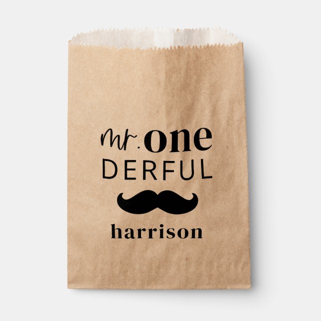 Herr Onederful Individuelle Name Mustache Geschenktütchen (Vorderseite)