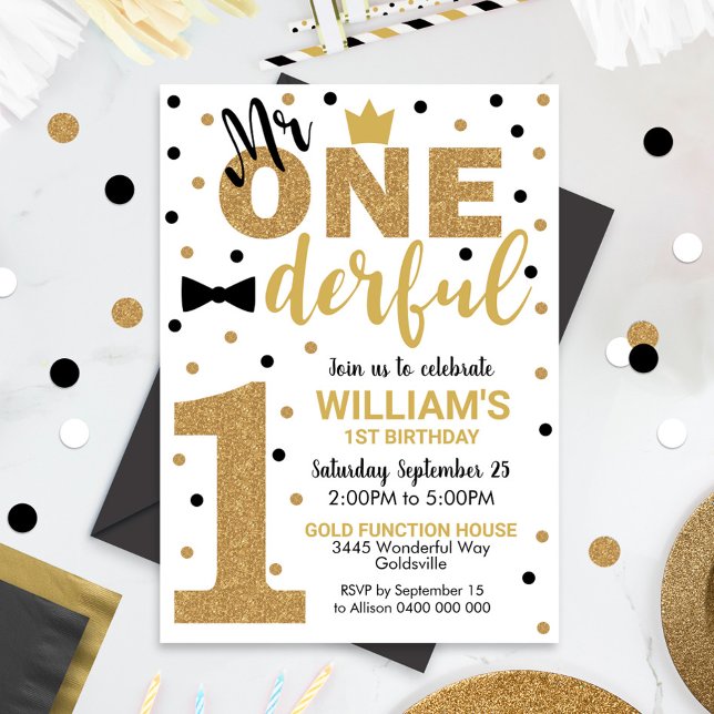 Herr Onederful Invitation 1st Birthday Boy Einladung (Von Creator hochgeladen)