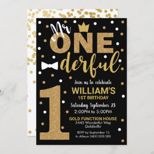 Herr Onederful Invitation Black and Gold Einladung