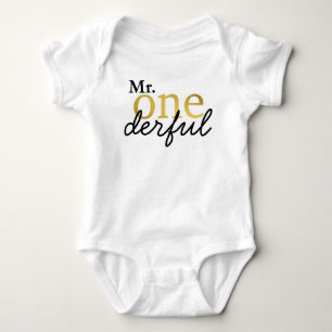 Herr Onederful Schwarz und Faux Gold Baby-Shirt Baby Strampler