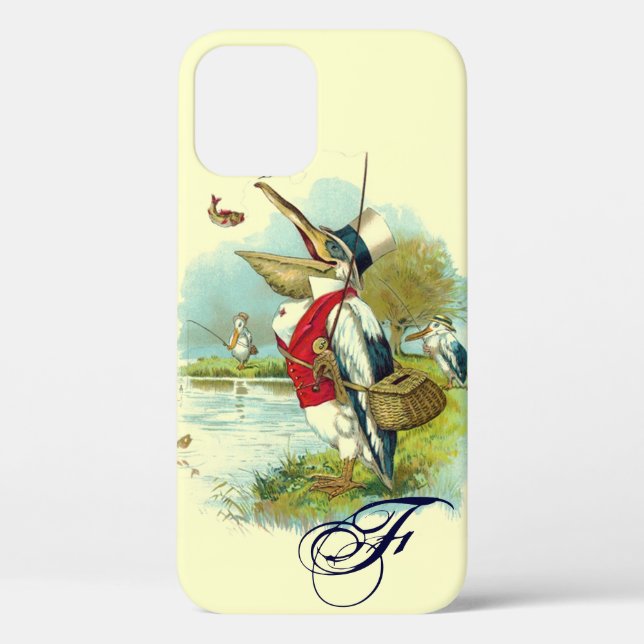 HERR PELICAN FISCHERMONOGRAM, Creme Case-Mate iPhone Hülle (Rückseite)