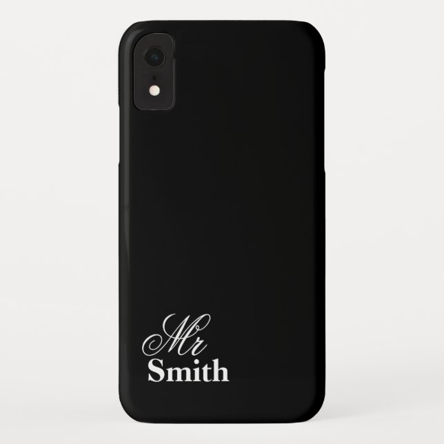 Herr Personalised Name Schwarz-weiß Case-Mate iPhone Hülle (Rückseite)