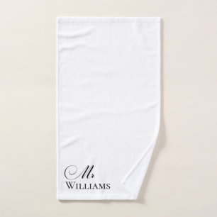 Herr Personalized Name White Black Handtuch