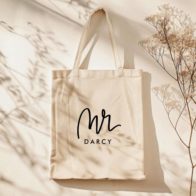 Herr | Persönlich handgeschriebener Totbeutel Tragetasche (Hand lettered Mr custom name market tote bag.)
