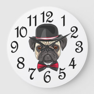 Herr Pug Große Wanduhr