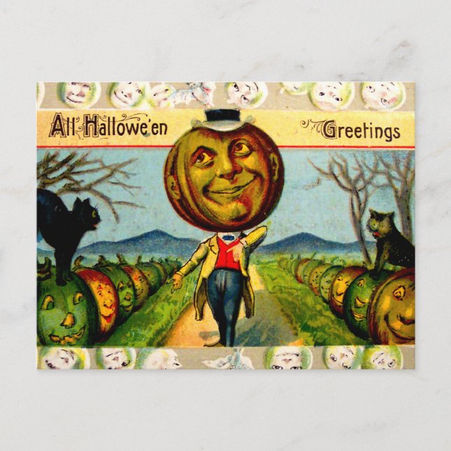 Herr Pumpkin (Vintage Halloween-Karte) Postkarte (Vorderseite)