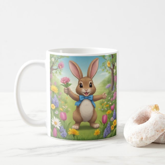 Herr Rabbit sagt guten Morgen Kaffeetasse (Mit Donut)
