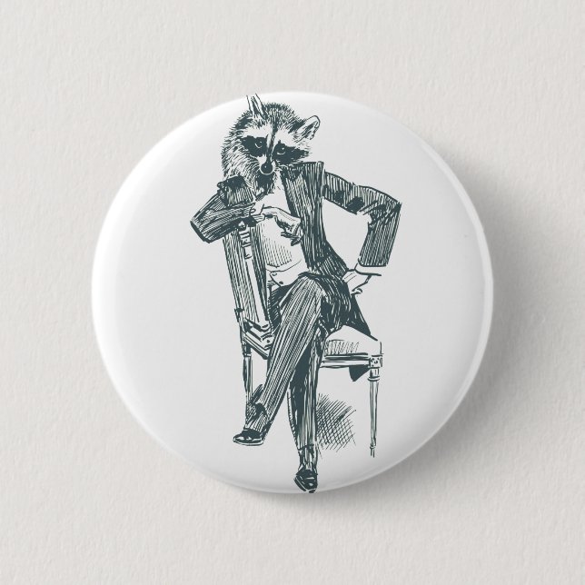 Herr Raccoon, 2 ¼ Zoll-runder Knopf Button (Vorderseite)