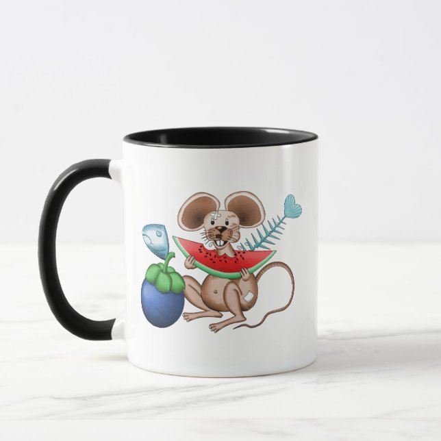 Herr Ratte genießt sein Essen im Müllrestaurant Tasse (Links)