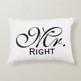 Herr Right Scroll Text in Schwarz/Weiß Dekokissen