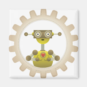 Herr Robot mit Steampunk Gear Heart Magnet