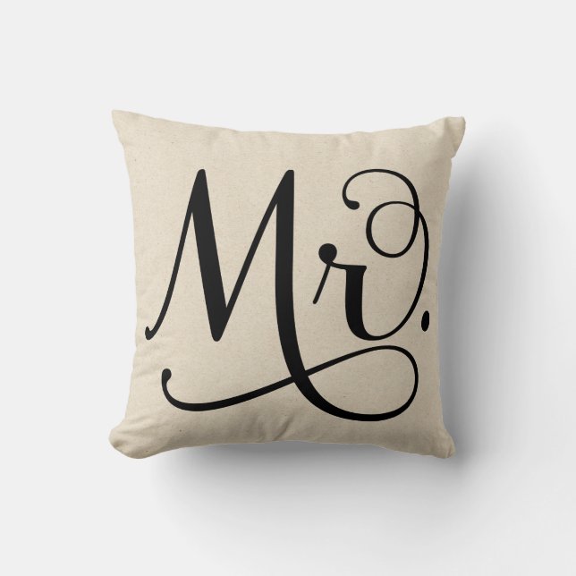 Herr | schwarzes Skript Kissen (Vorderseite)