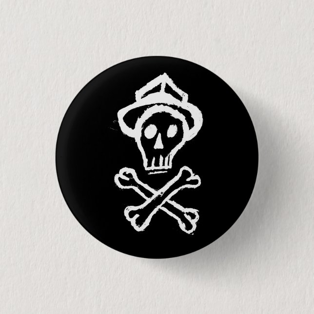 Herr Skullington - Nachtschwarzes Button (Vorderseite)