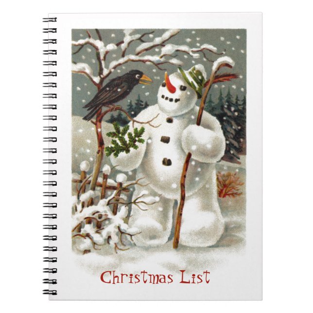 Herr Snowman und Herr Crow Notebook Notizblock (Vorderseite)
