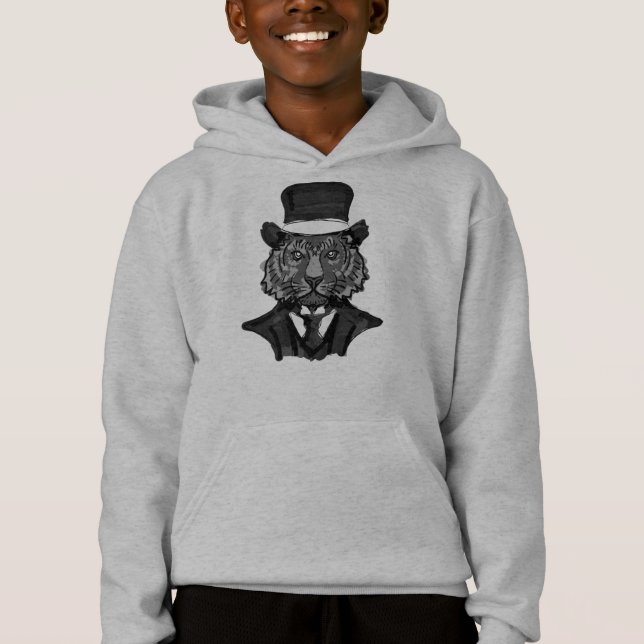 Herr Tiger (schwarz-weiß) Hoodie (Vorderseite)