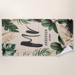 Herr Tropical leaf & typography beach towel Strandtuch