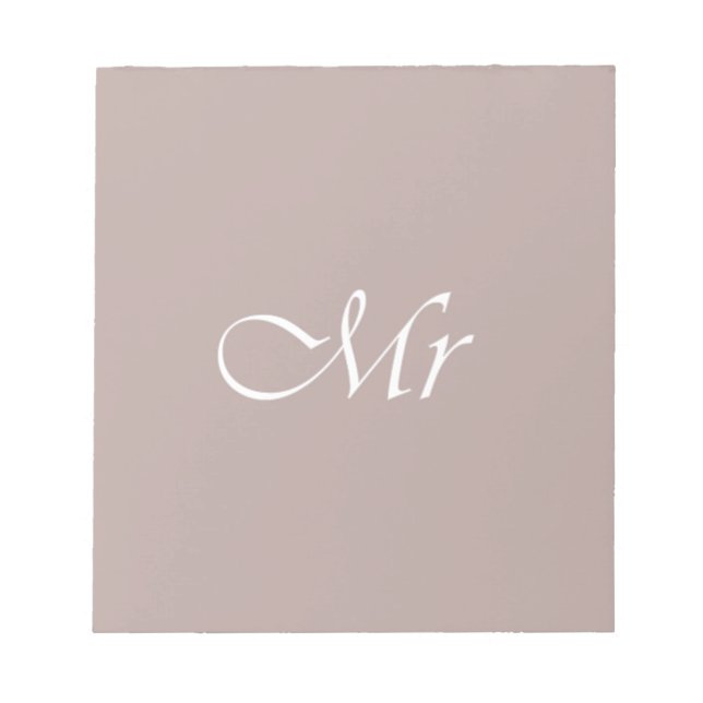 Herr Typografie Beige Notizblock (Vorderseite)