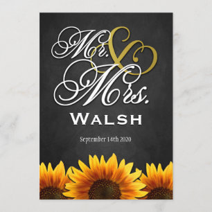 Herr u. Frau Black Sunflower Wedding Invitations Einladung