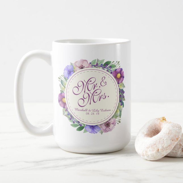 Herr-u. Frau-Elegant Floral Wedding Classic Tasse (Mit Donut)