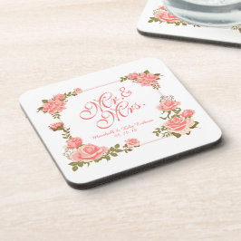 Herr u. Frau Elegant Floral Wedding Coaster Getränkeuntersetzer
