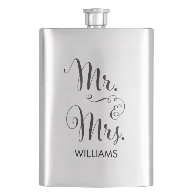 Herr u. Frau Fancy Script Flask Flachmann (Vorderseite)